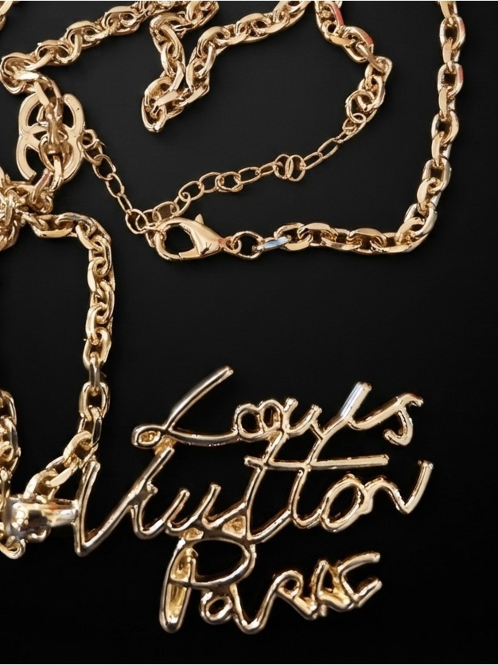 Gold To e Script Pendant Necklace - Picture 2 of 2